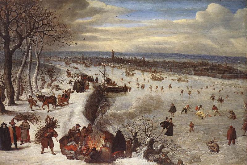 VALKENBORCH, Lucas van View of Antwerp with the Frozen Schelde tg Germany oil painting art